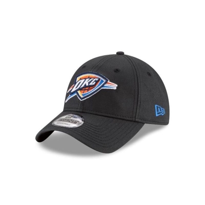 Black Oklahoma City Thunder Hat - New Era NBA Waxed Canvas 9TWENTY Adjustable Caps USA8906137